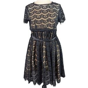 Morgan Mc Feeters Dress Women's 8 Black Lace Sheer Lined Silk Blend Whimsygoth